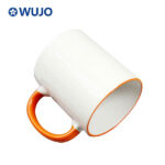 WUJOSUB Sublimation Cup 11oz Color Rim&Handle Coffee Mug for Sublimation
