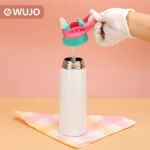 750Bottiglia d'acqua in acciaio inossidabile bianco sublimatico da ml con cannuccia a bocca larga & Coperchio portatile