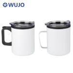 昇華ブランク 12 オンス 14 オンス ストレート ステンレススチール コーヒー カップ 透明な平らな蓋付き