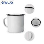 WUJOSUB Blank Enamel Sublimation Mug Rolled Edge 12oz Enamel Cup for Sublimation