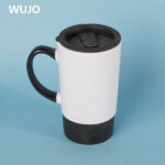 WUJOSUB 20oz Blank Large Sublimation Mug with Plastic Lid and Silicone Base