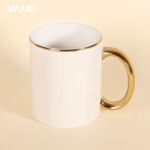 WUJOSUB Wholesale Ceramic Sublimation Mug 11oz Gold Plating Sublimation Mug