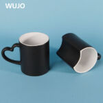 WUJOSUB Tasse à changement de couleur de 11 oz avec poignée en cœur Double tasse magique pour sublimation