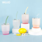 WUJOSUB Sublimation Travel Mug 12 oz Sublimation Mug en verre avec couvercle et cuillère