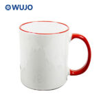 WUJOSUB Sublimation Cup 11oz Color Rim&Handle Coffee Mug for Sublimation