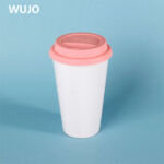 WUJOSUB Blank Sublimation Ceramic Mug 14OZ Sublimation Travel Mug with Silicone Lid