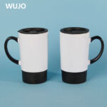 WUJOSUB 20oz Blank Large Sublimation Mug with Plastic Lid and Silicone Base