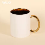 WUJOSUB Wholesale Ceramic Sublimation Mug 11oz Gold Plating Sublimation Mug