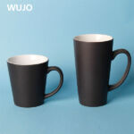 WUJOSUB Tasse à café magique en céramique 12 oz 17 oz Tasse à changement de couleur en forme de cône