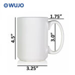 WUJOSUB Hot Sale Blank Ceramic Sublimation Mug 15oz Sublimation Coffee Mug