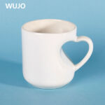 WUJOSUB Sublimation Mug 11oz Color Glazed Sublimation Mug with Heart Shaped Handle