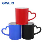 Cốc ma thuật thăng hoa WUJOSUB Cốc đổi màu 11oz có tay cầm hình trái tim