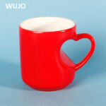 WUJOSUB Sublimation Mug 11oz Color Glazed Sublimation Mug with Heart Shaped Handle