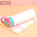 750Bottiglia d'acqua in acciaio inossidabile bianco sublimatico da ml con cannuccia a bocca larga & Coperchio portatile