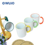 WUJOSUB Sublimation Cup 11oz Color Rim&Handle Coffee Mug for Sublimation