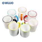 WUJOSUB Sublimation Cup 11oz Color Rim&Handle Coffee Mug for Sublimation