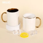 WUJOSUB Wholesale Ceramic Sublimation Mug 11oz Gold Plating Sublimation Mug