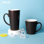 WUJOSUB Tasse à café magique en céramique 12 oz 17 oz Tasse à changement de couleur en forme de cône