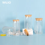 WUJOSUB Sublimation Glass Mug Soda Can Clear 16oz Sublimation Glass Beer Can