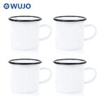 WUJOSUB Blank Enamel Sublimation Mug Rolled Edge 12oz Enamel Cup for Sublimation